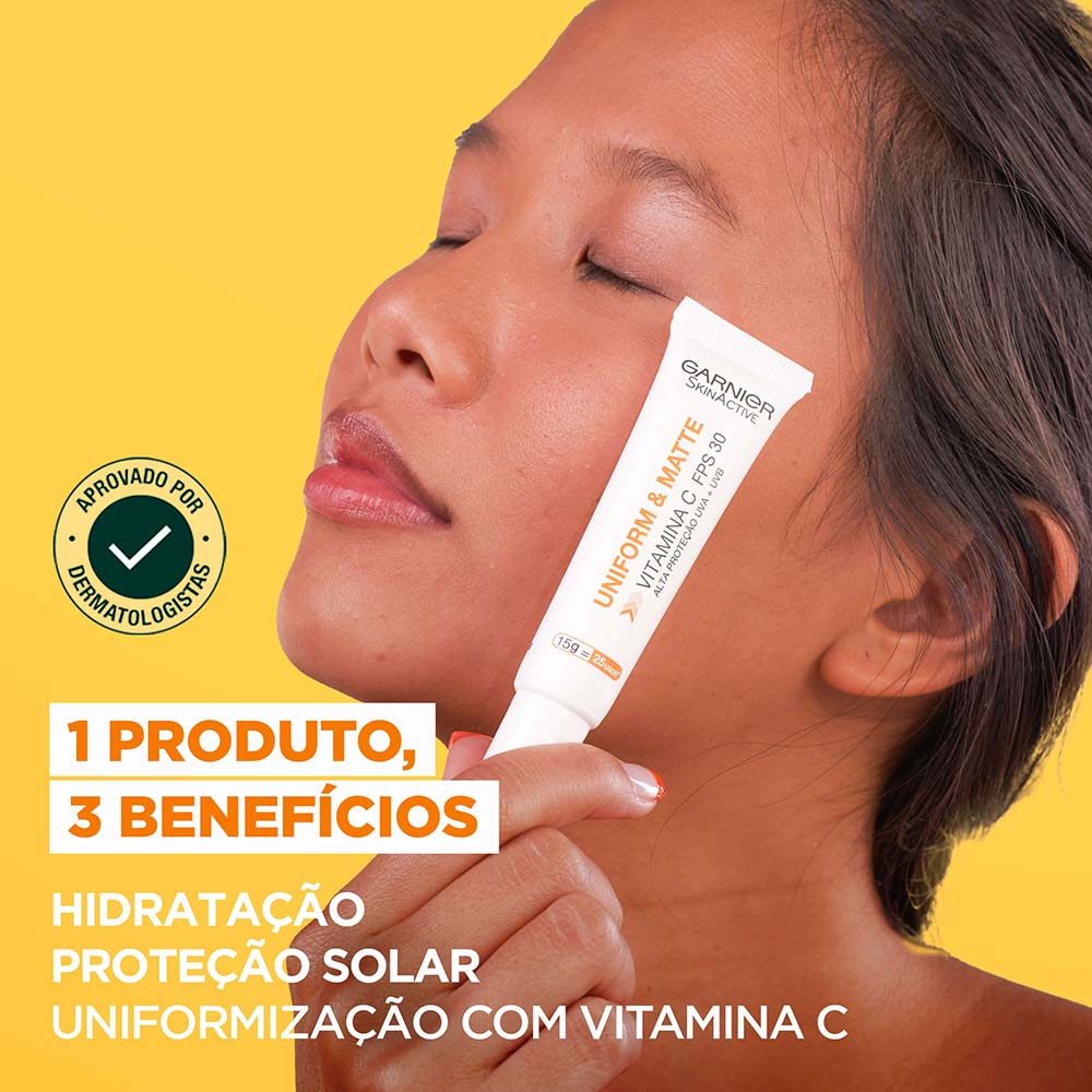 Protetor Solar Facial Hidratante Garnier Uniform & Matte Vitamina C FPS30 15g