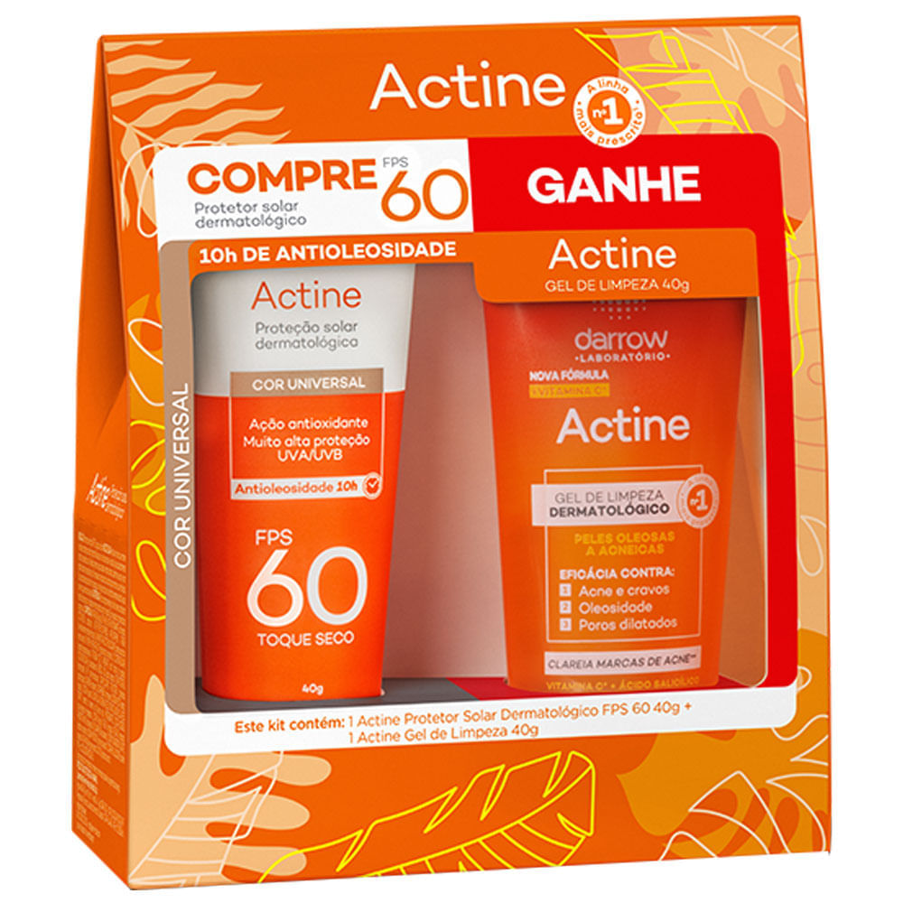 Darrow Actine Kit – Protetor Solar Facial com Cor FPS60 + Gel de Limpeza Facial