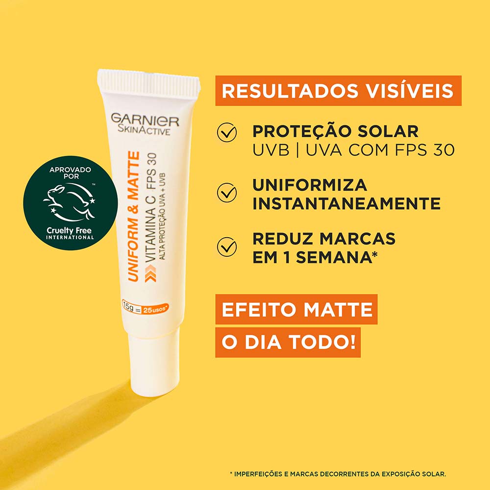 Protetor Solar Facial Hidratante Garnier Uniform & Matte Vitamina C FPS30 15g