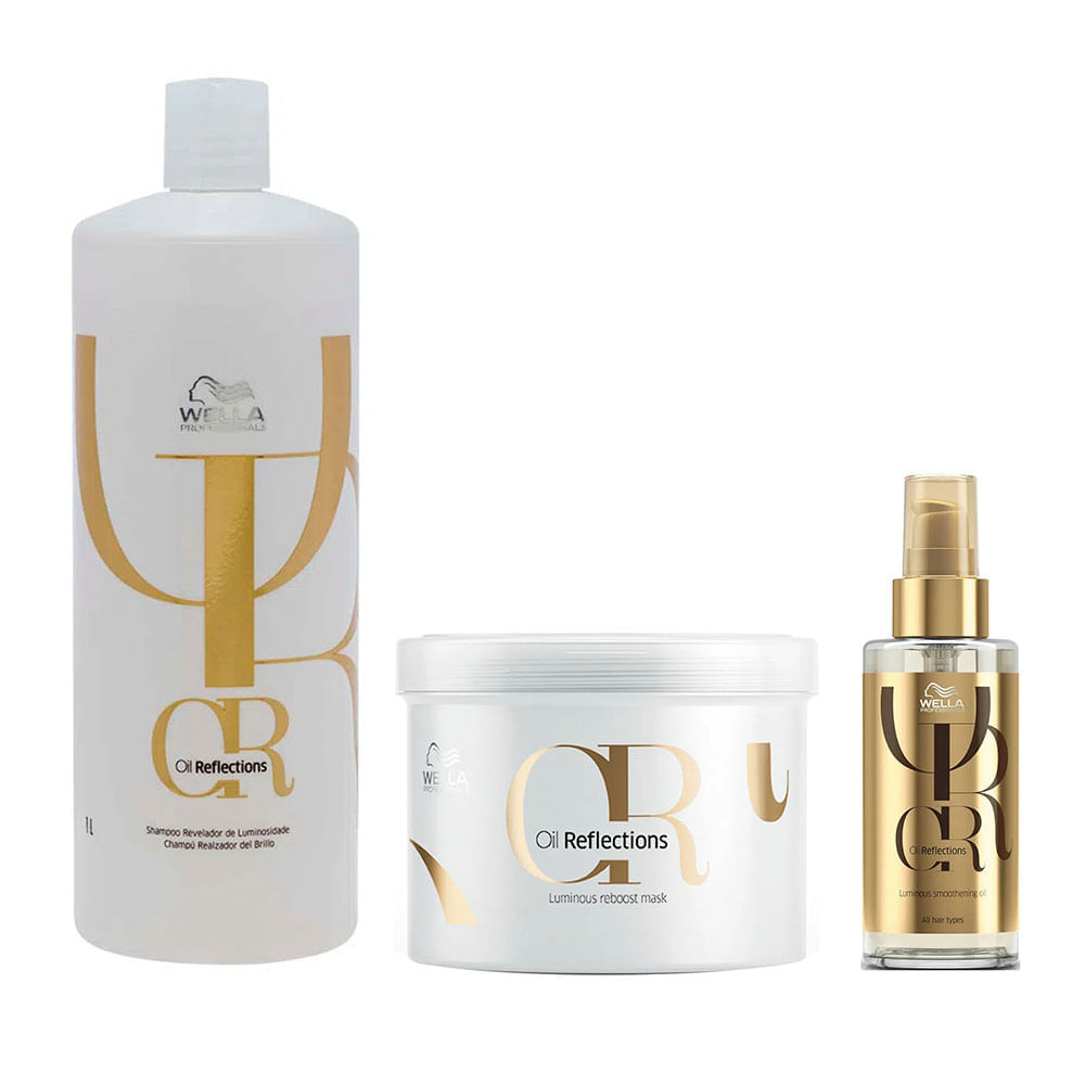 Wella Professionals Oil Reflections Kit – Shampoo + Máscara + Óleo Capilar