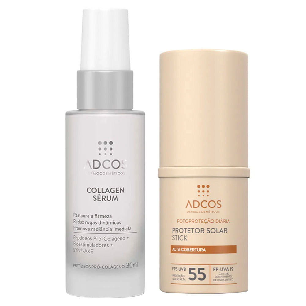 Adcos Dermocosméticos Kit Sérum Facial + Protetor Solar Stick Com Cor  Ivory