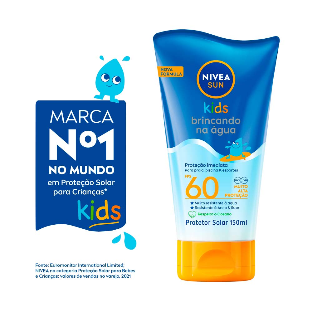Protetor Solar NIVEA Sun Kids Brincando na Água FPS60 150ml