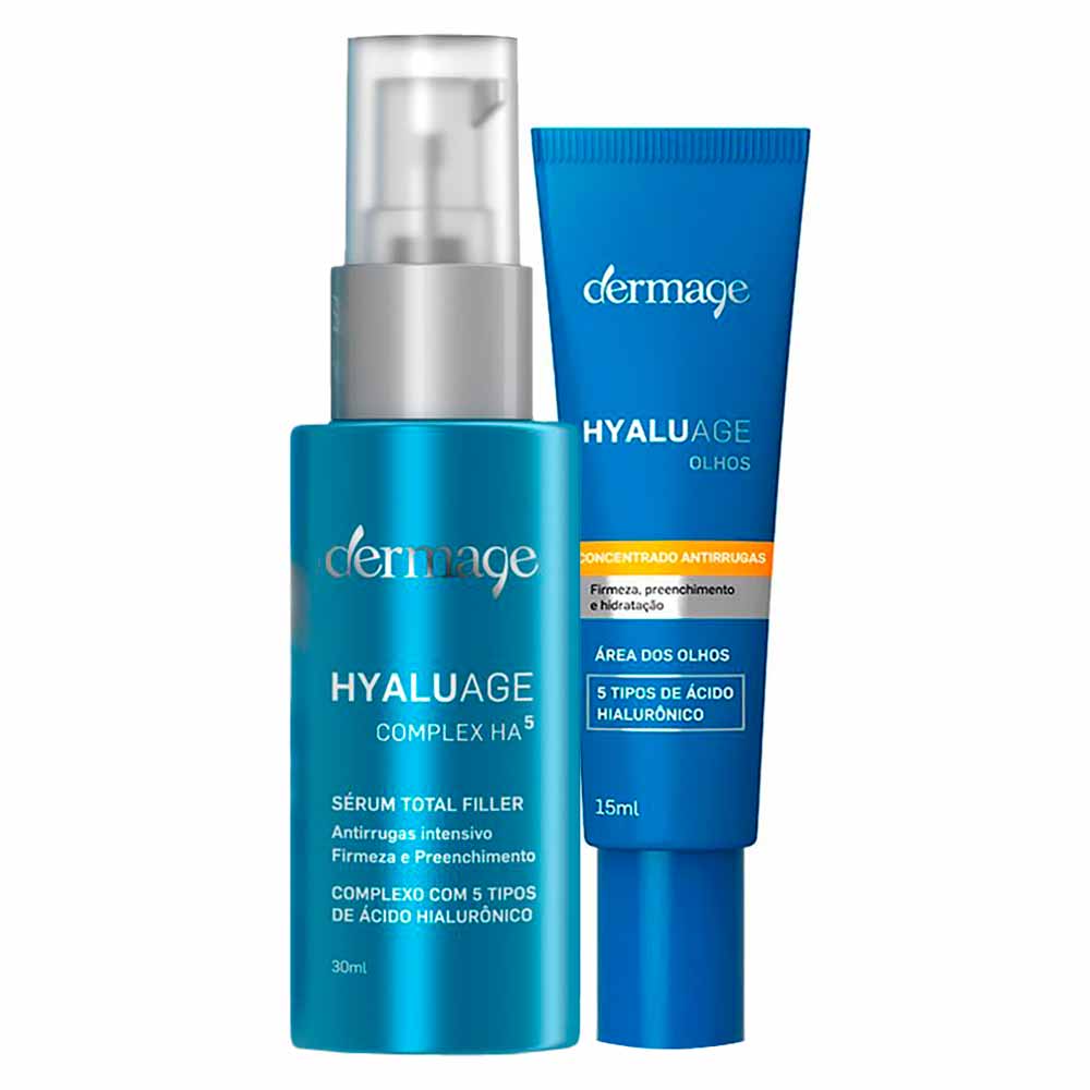 Dermage Hyaluage Kit Sérum Antirrugas + Rejuvenescedor para Área dos Olhos para Rejuvenescimento Facial