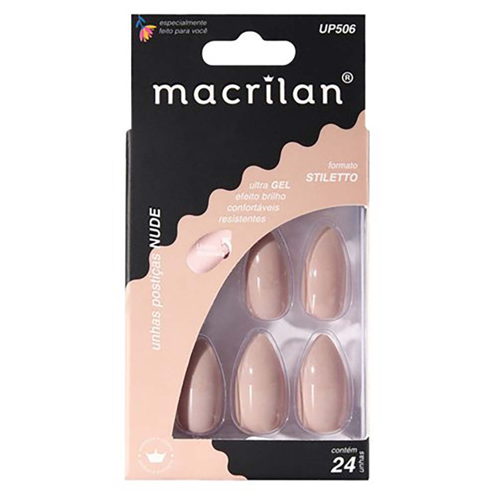 Unhas Postiças Macrilan Estilo Stiletto Nude UP506