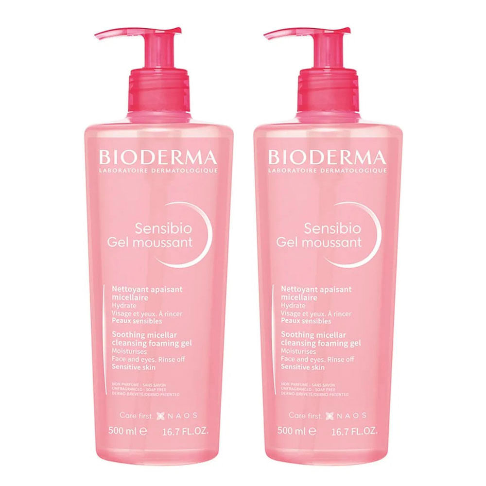 Bioderma Sensibio Gel Moussant Kit com 2 unidades de 500ml