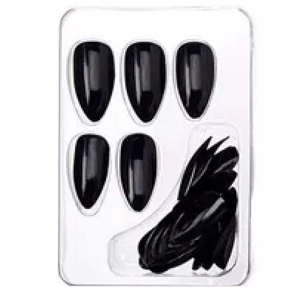 Unhas Postiças Macrilan Estilo Stiletto Azul Marinho UP502