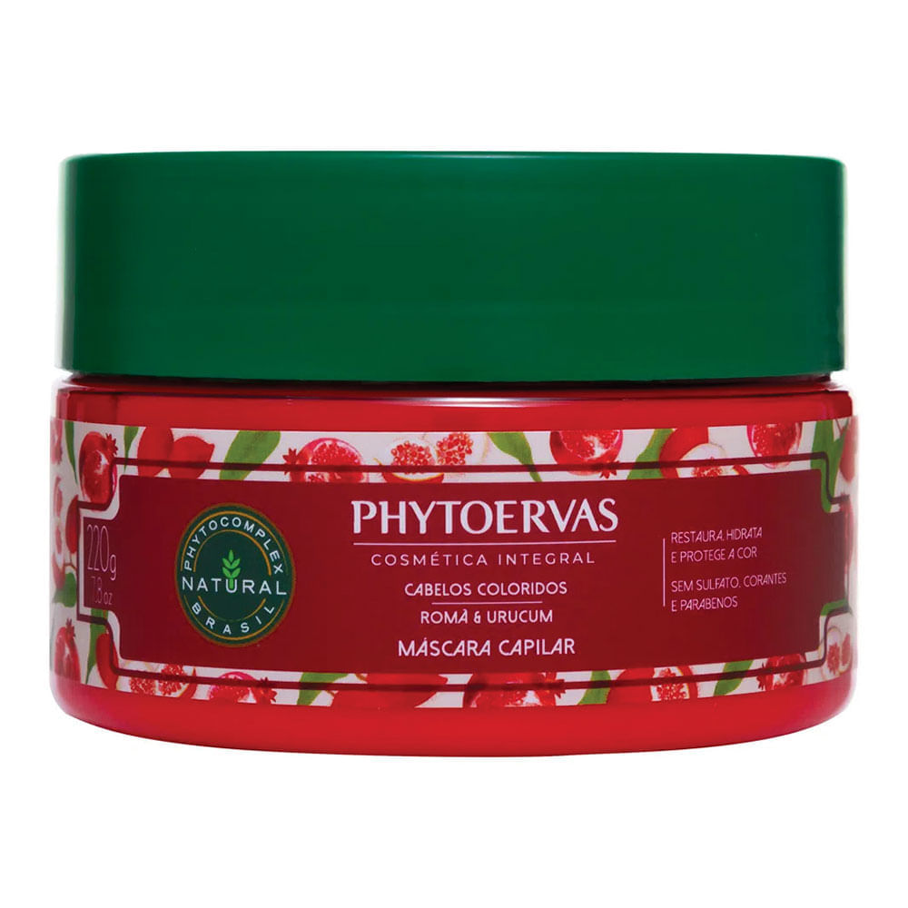 Phytoervas Romã e Urucum Máscara de Tratamento para Cabelos Coloridos 220g