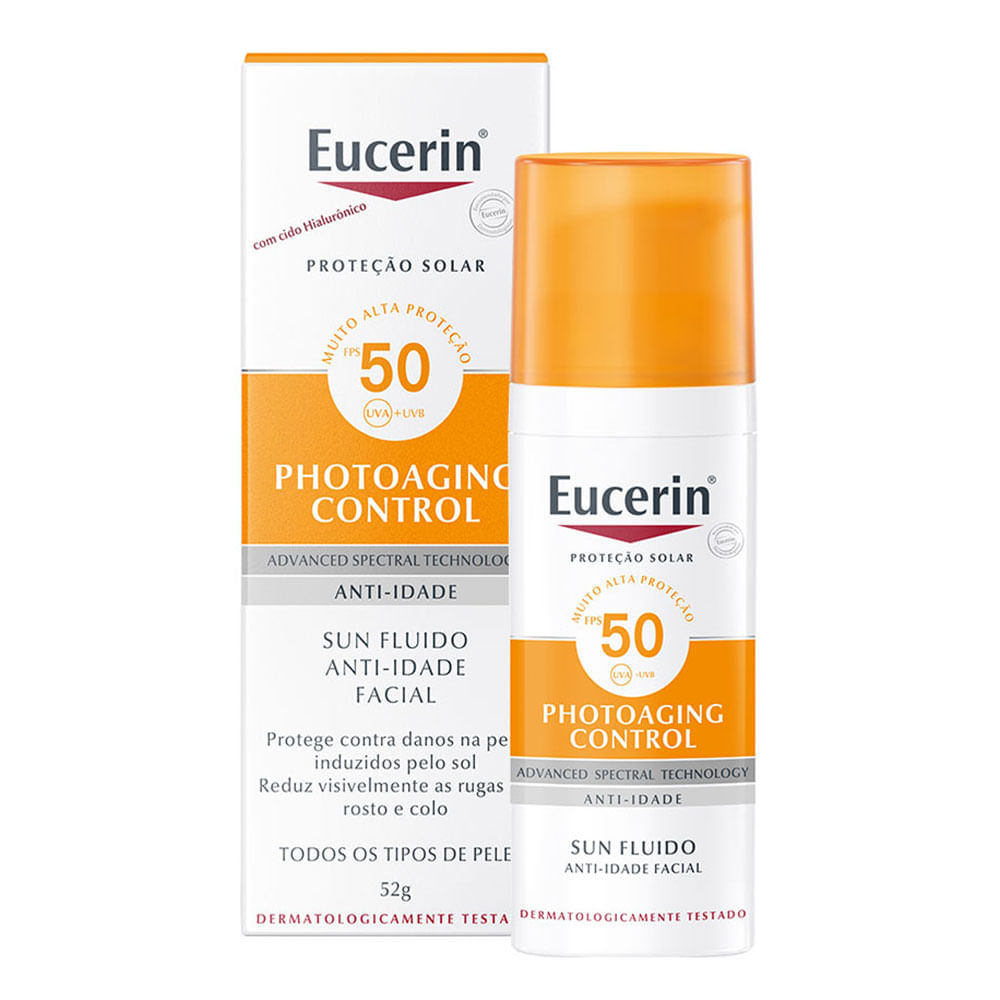 Protetor Solar Facial Eucerin Sun Fluido Anti-Idade FPS 50 50ml