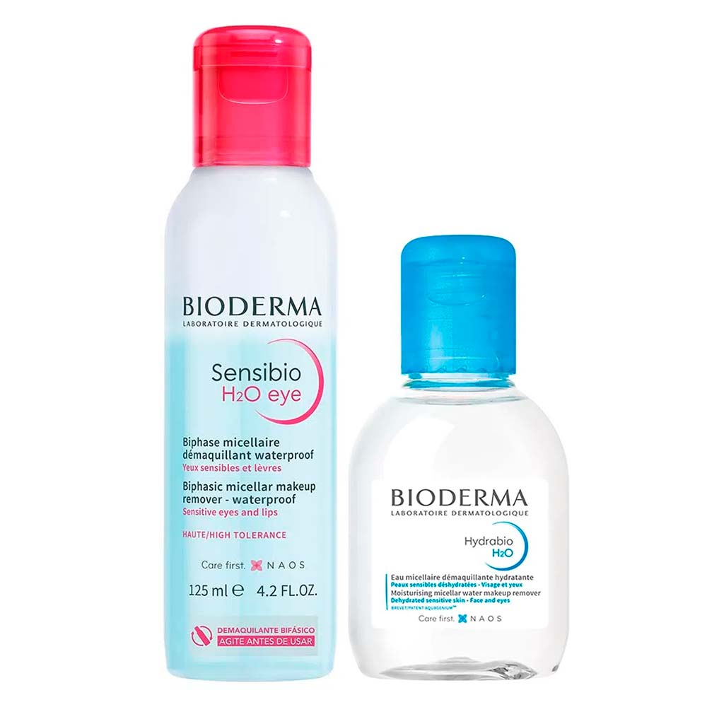 Bioderma Kit – Água Micelar Fortalecedora & Hidratante 100ml + Água Micelar Bifásica Para Olhos E Lábios 125ml