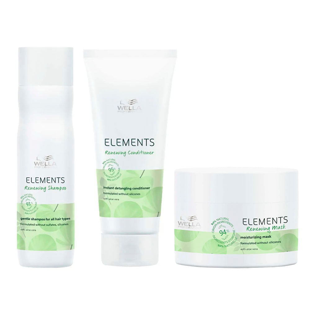 Wella Professionals Elements Renewing Kit – Shampoo + Condicionador + Máscara