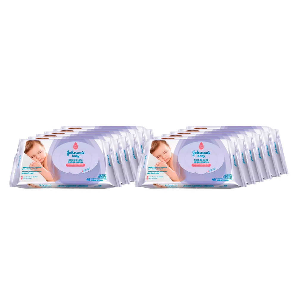 Kit JJohnson Baby Hora do Sono Toalhas Umedecidas 12x 48 Un