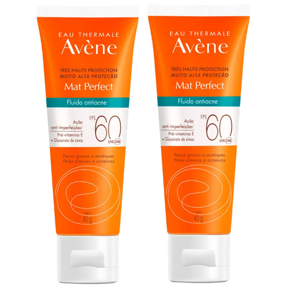 Avène Mat Perfect Fluido Kit Com 2 Unidades – Protetor Solar Antiacne Fps60 – 40g