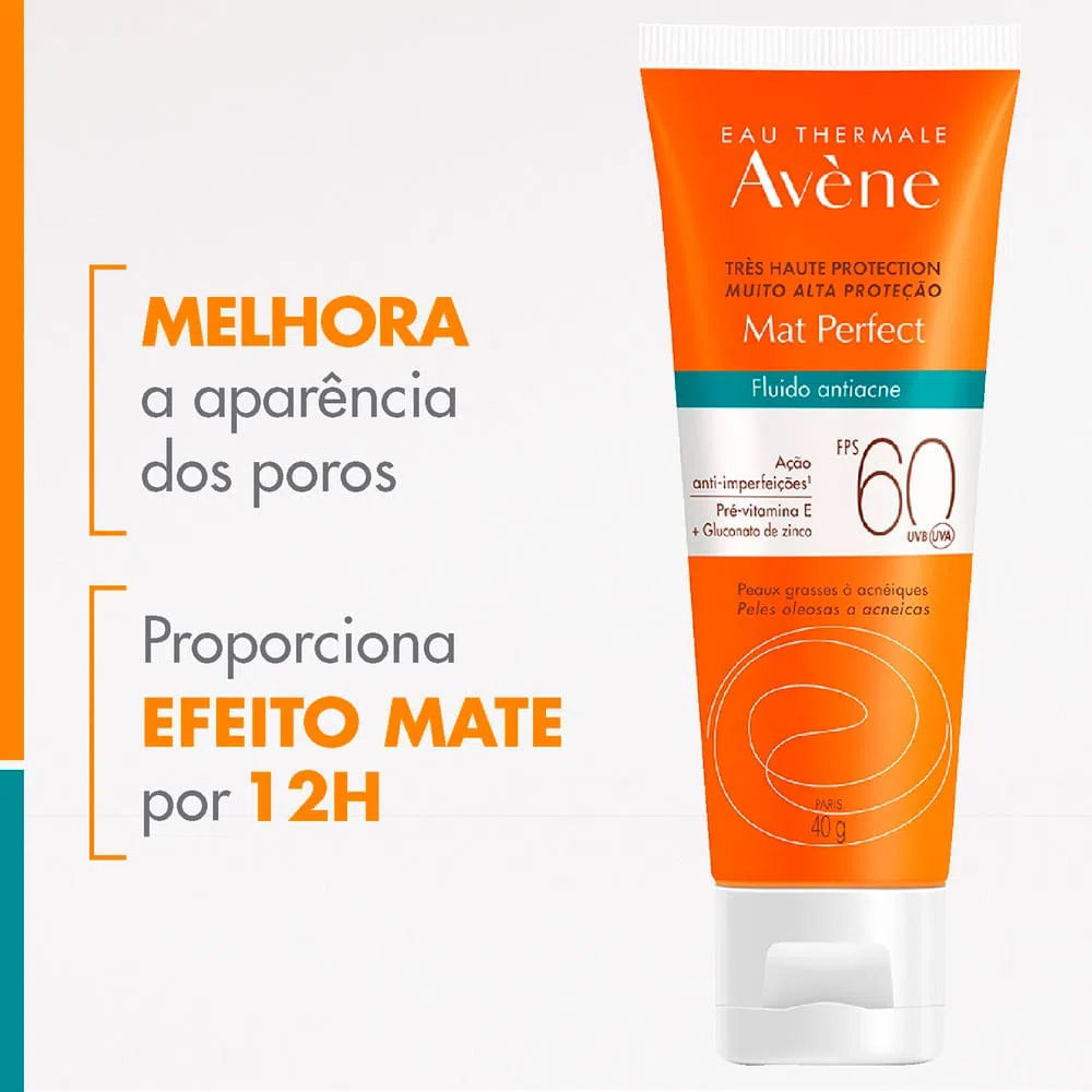Avène Mat Perfect Fluido Kit com 2 Unidades – Protetor Solar Antiacne FPS60 – 40g