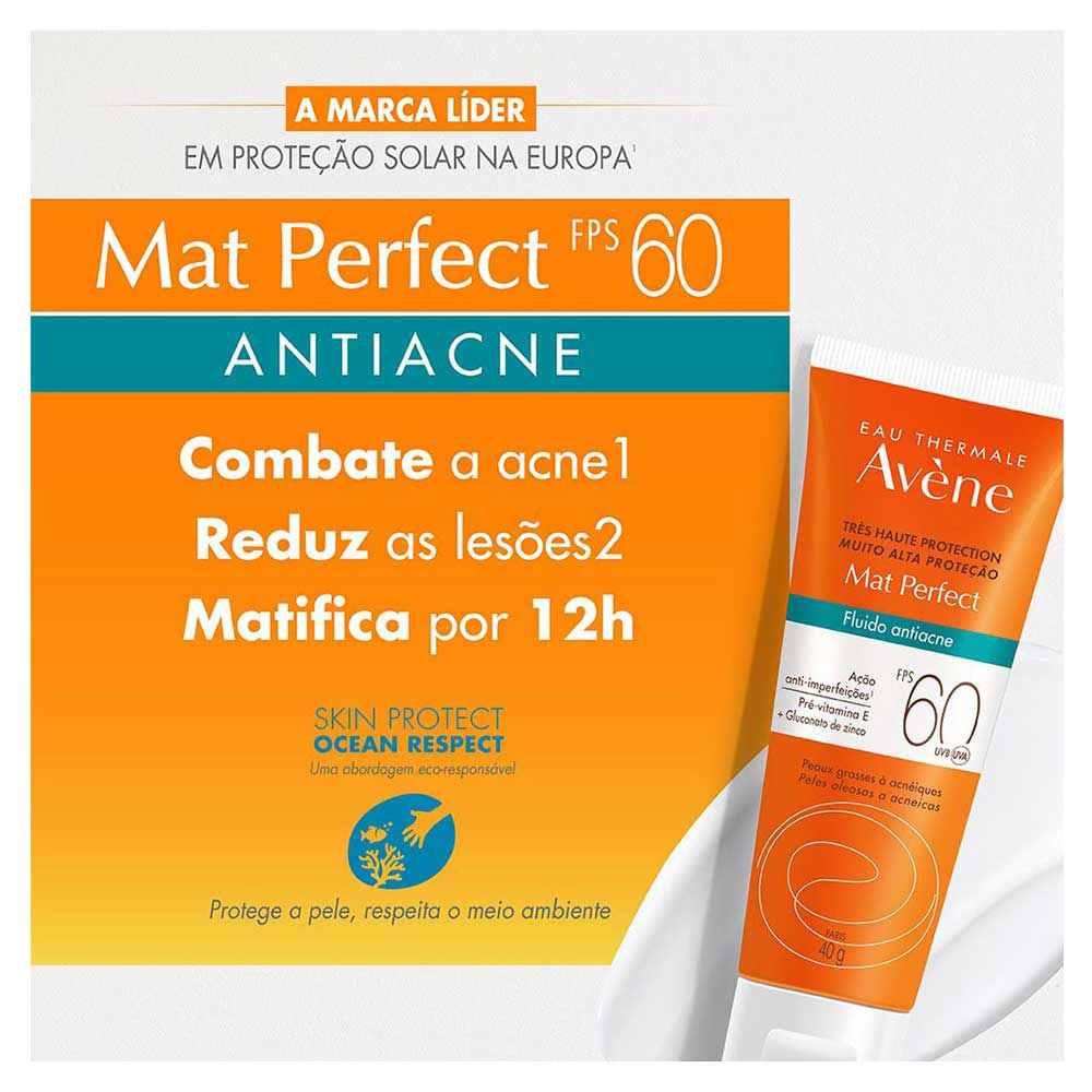 Avène Mat Perfect Fluido Kit com 2 Unidades – Protetor Solar Antiacne FPS60 – 40g