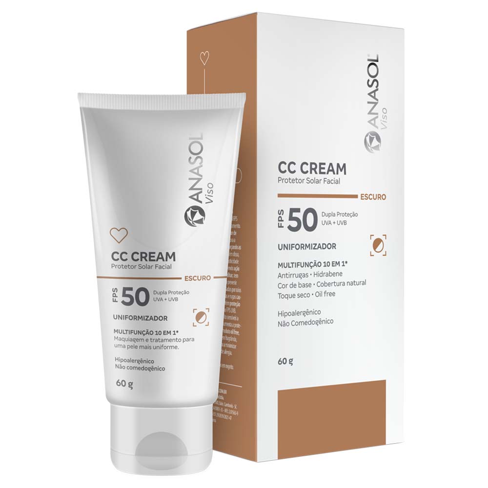CC Cream Facial Anasol Viso FPS50 Escuro