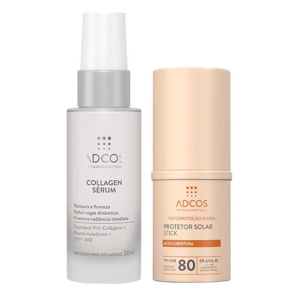 Adcos Dermocosméticos Kit Sérum Facial + Protetor Solar Stick Com Cor Ivory