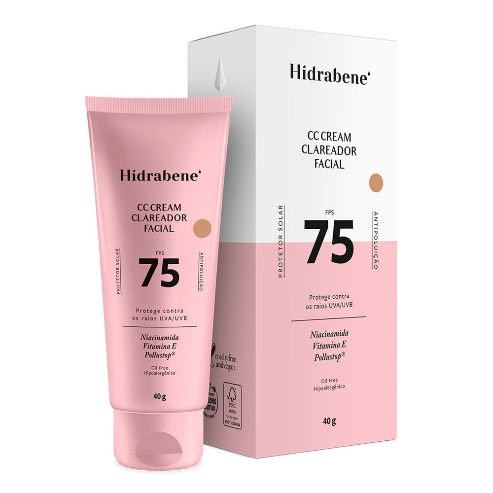 Protetor Solar Hidrabene Cc Cream Facial Fps 75 40g
