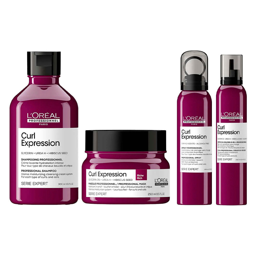 L’Oréal Professionnel Curl Expression Serie Expert Kit – Shampoo + Acclerator Leave-in + 10 em 1 Leave-in + Máscara