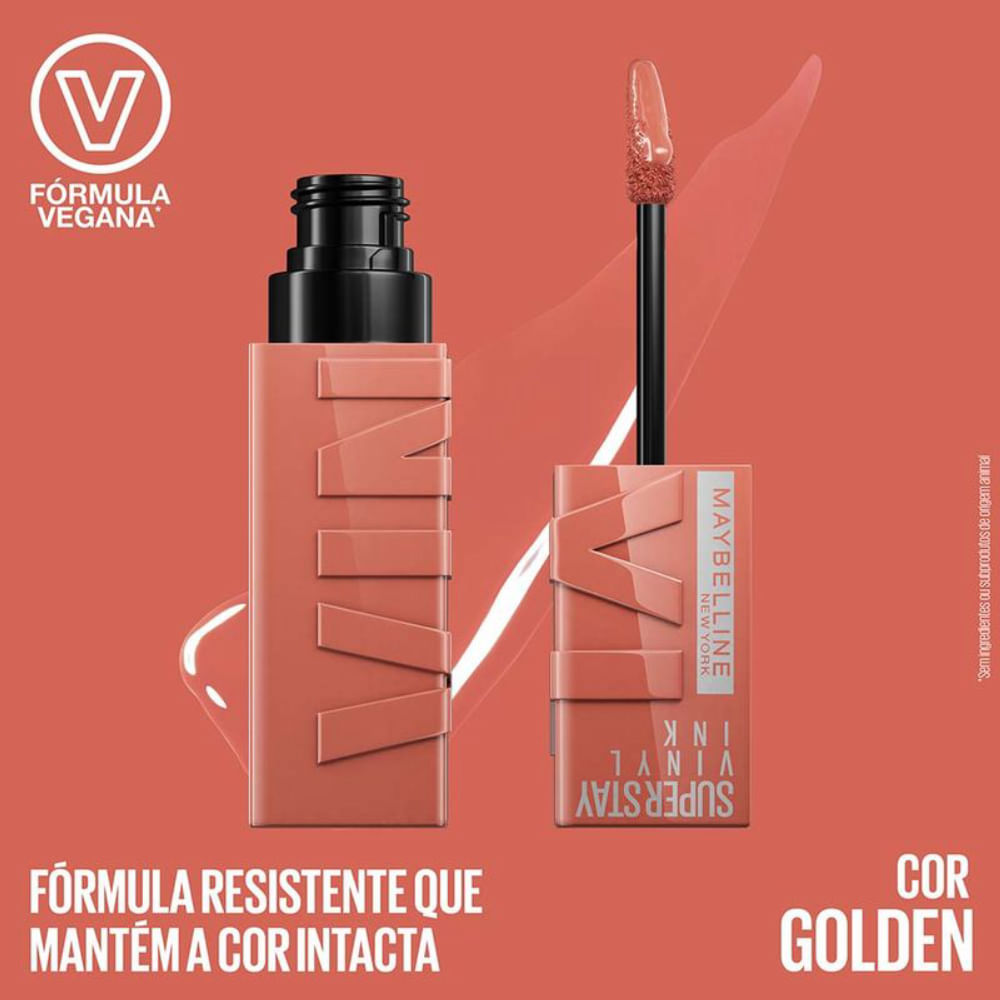 Batom Líquido Maybelline NY Super Stay Vinyl Ink Golden