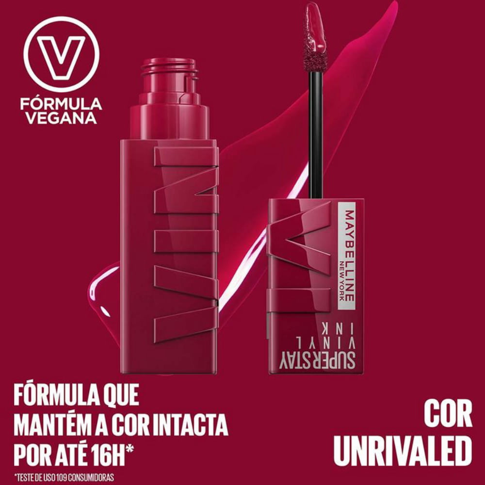 Batom Líquido Maybelline NY Super Stay Vinyl Ink Unrivaled