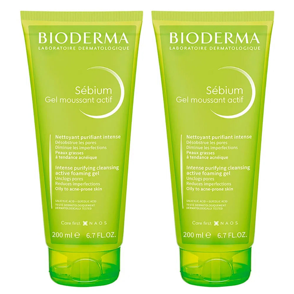 Bioderma Sébium Actif Kit Com 2 Unidades Gel De Limpeza Antioleosidade 200ml