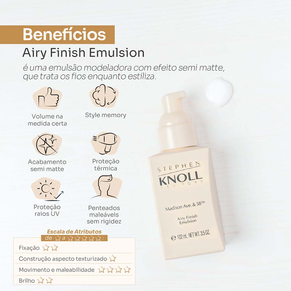 Modelador Semi-Matte Stephen Knoll Airy Finish Emulsion 102ml