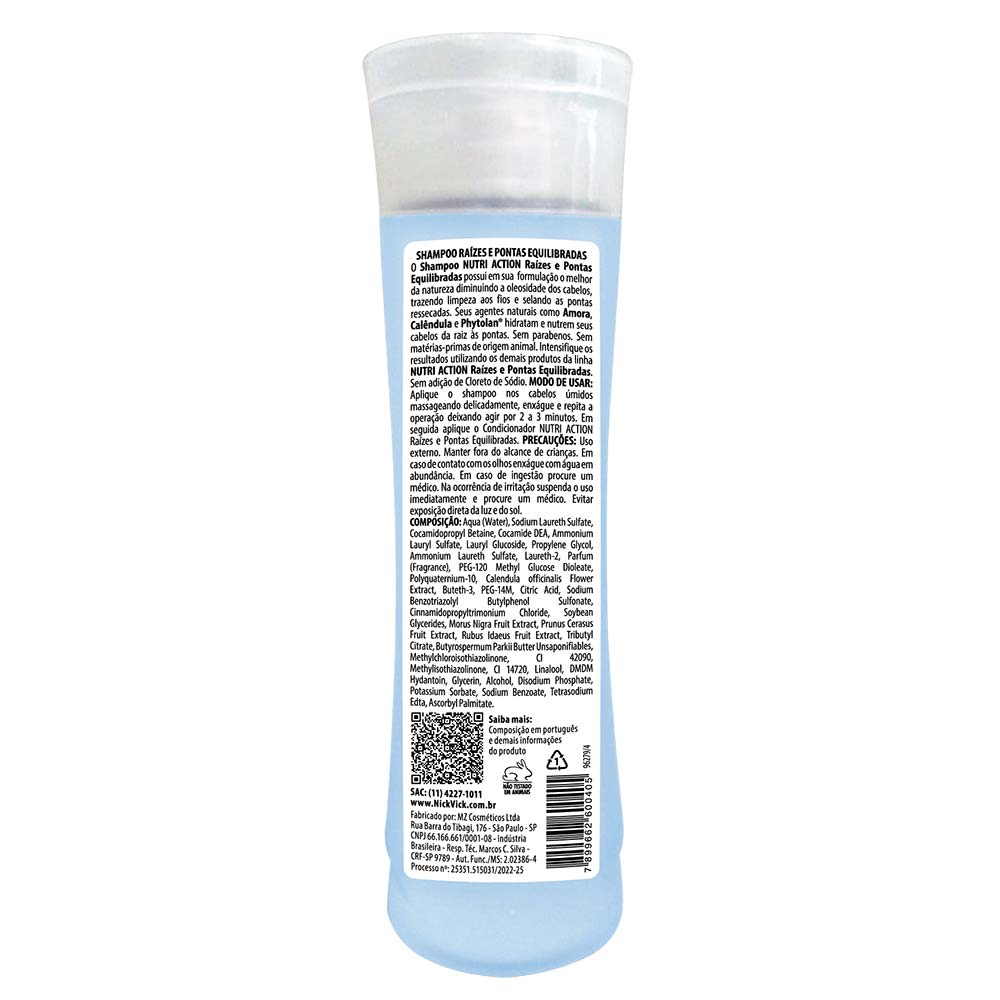 Shampoo Raízes Oleosas e Pontas Ressecadas Nick Vick 260ml