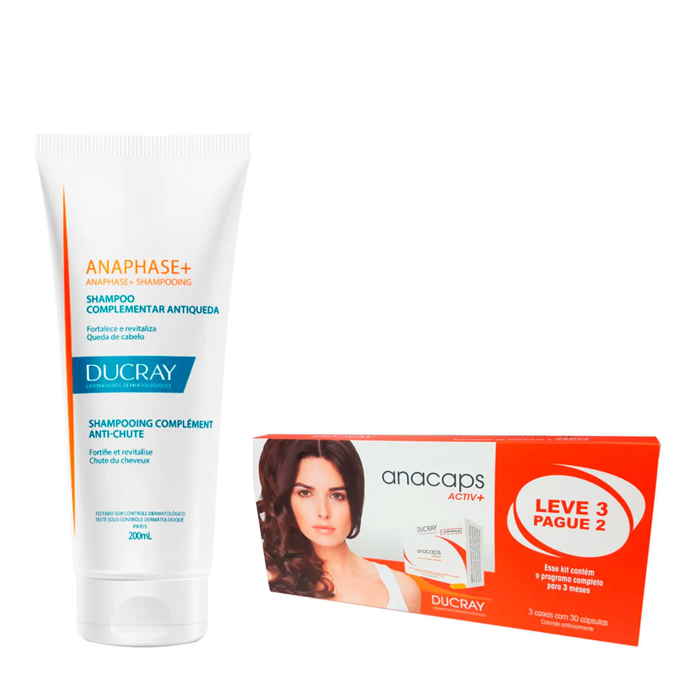 Ducray Anacaps Active e Anaphase Kit 3 x 30 Cápsulas + Shampoo