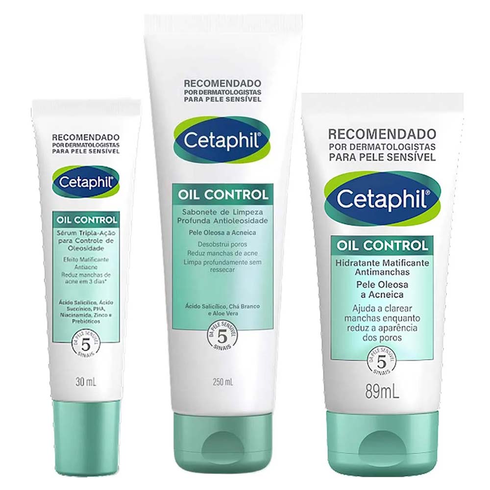 Cetaphil Oil Control Kit Sérum Facial + Hidratante Facial + Sabonete De Limpeza Profunda