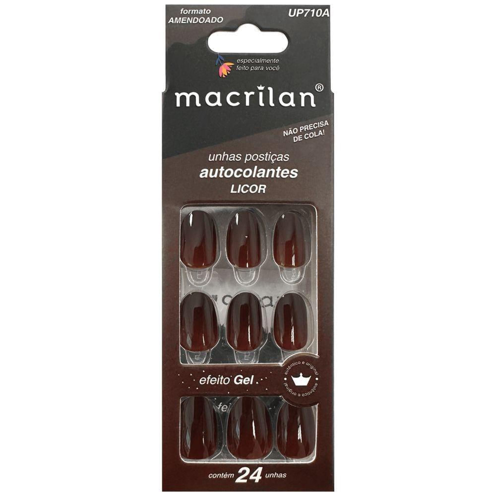 Unhas Postiças Autocolantes Macrilan Tamanho Médio Formato Amendoado Licor Up710a