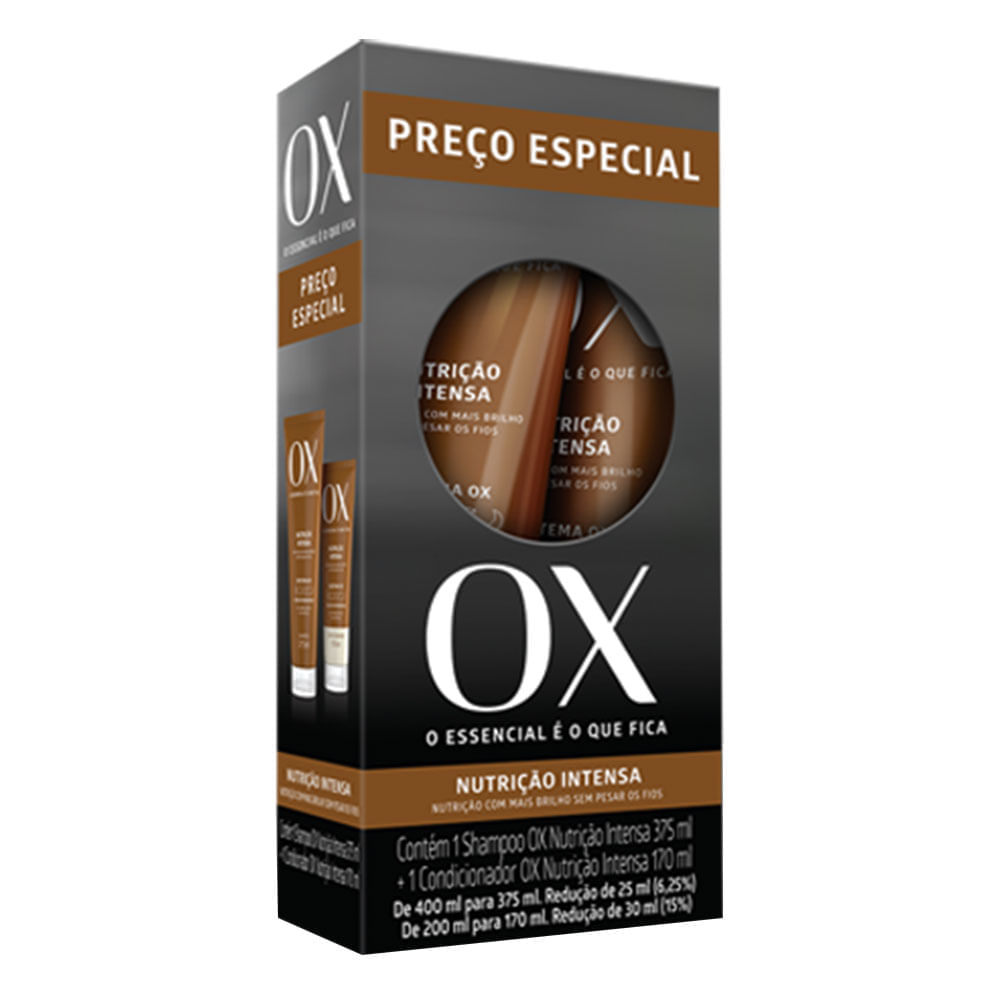 Ox Cosmeticos Nutrição Intensa Kit – Shampoo 375ml + Condicionador 170ml
