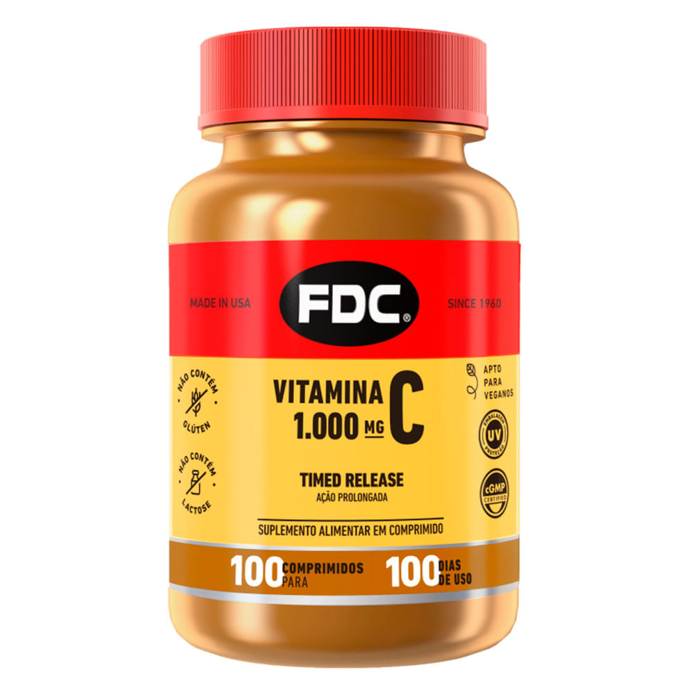 Suplemento Alimentar em Comprimidos FDC –  Vitamina C 1000 mg Time Released 100 Caps