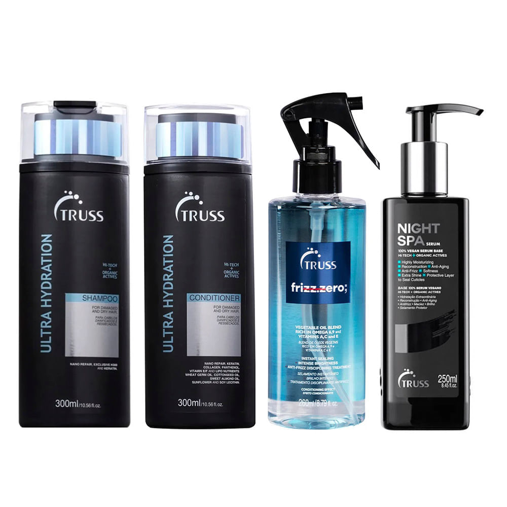 Truss Kit – Shampoo + Condicionador + Tratamento Disciplinante + Sérum Night Spa