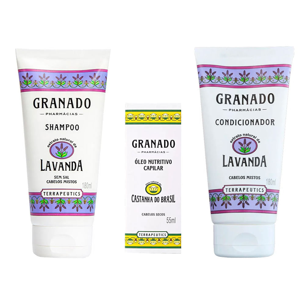Granado Lavanda e Castanha do Brasil Kit Shampoo + Óleo + Condicionador