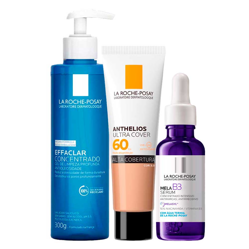 La Roche-posay Kit Gel De Limpeza + Sérum + Protetor Solar Facial Com Cor Fps60 Para Rejuvenescimento Facial