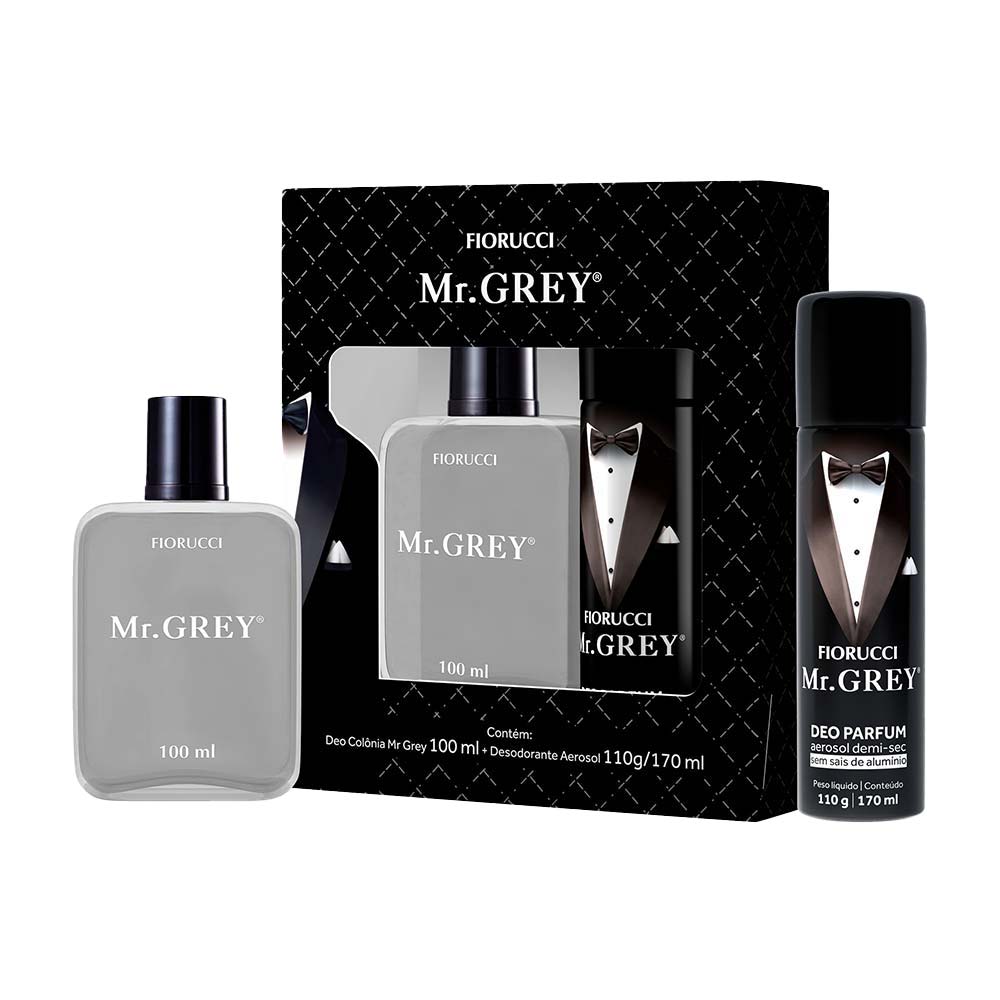 Fiorucci Mr Grey Coffret Perfume Masculino Deo Colônia + Desodorante Aerosol