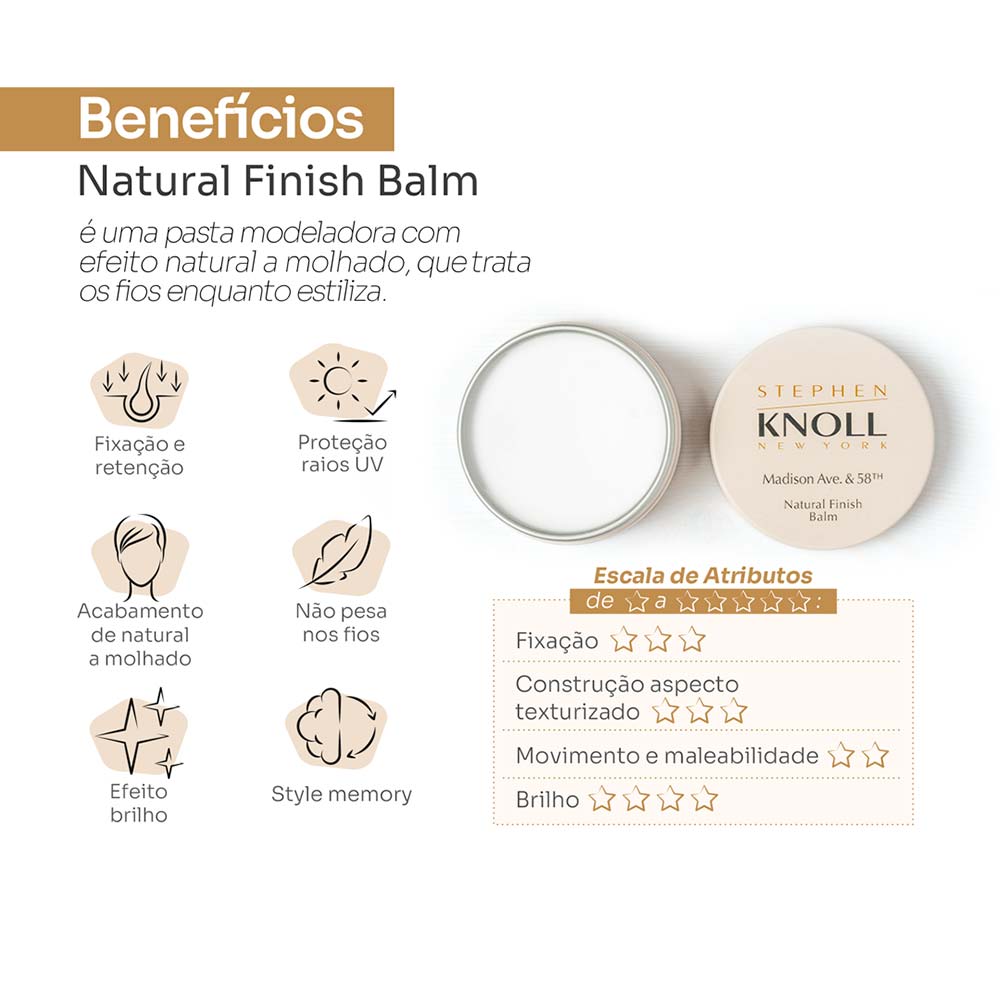 Pasta Modeladora Stephen Knoll Natural Finish Balm 50g