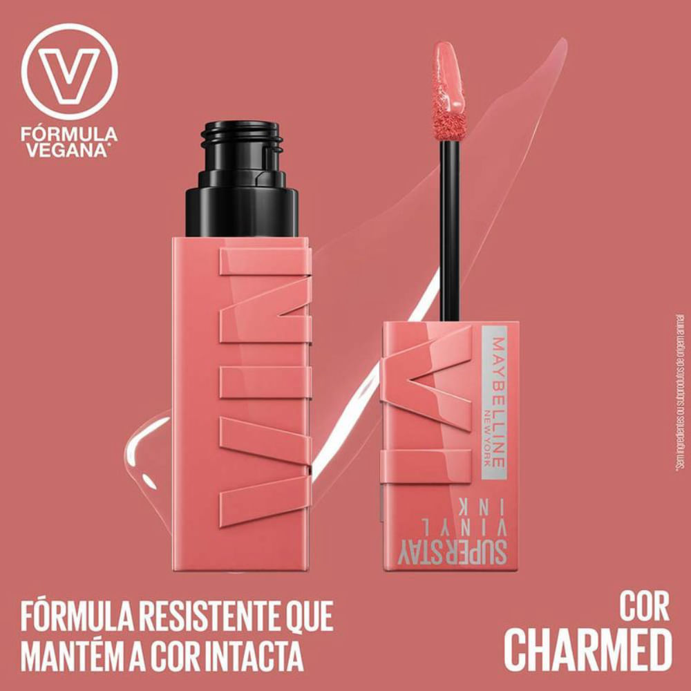 Batom Líquido Maybelline NY Super Stay Vinyl Ink Charmed