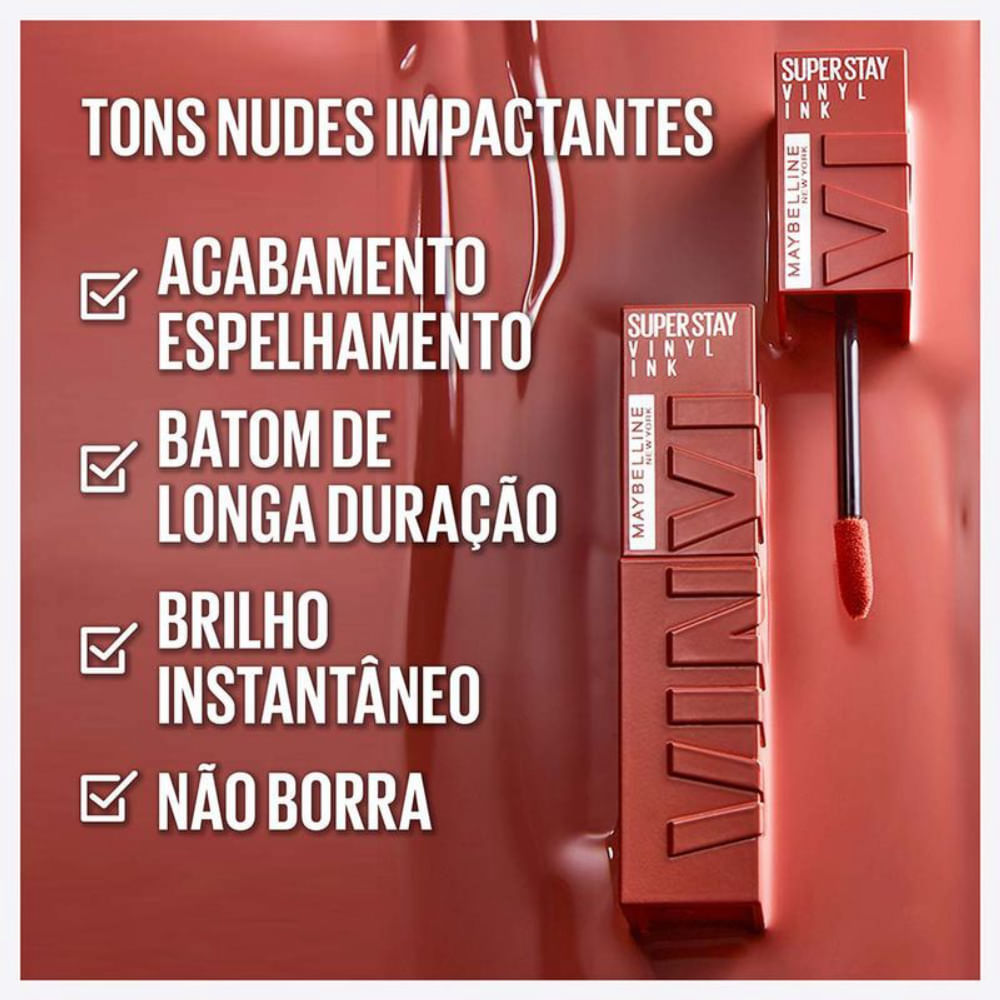 Batom Líquido Maybelline NY Super Stay Vinyl Ink Charmed