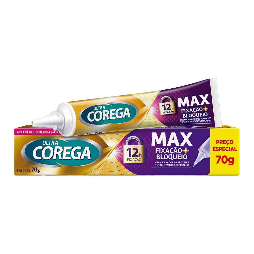 Ultra Corega Creme Max Fixação + Bloqueio – Fixador de Prótese 70g