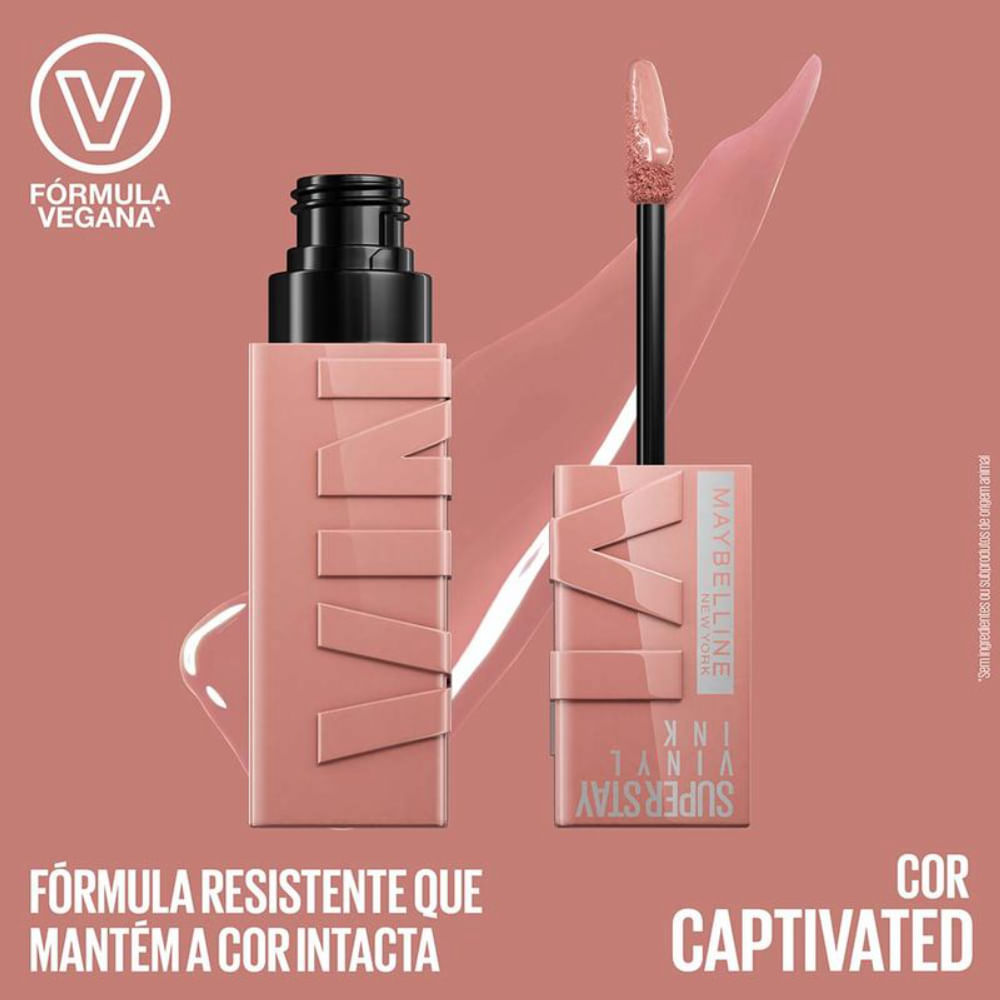 Batom Líquido Maybelline NY Super Stay Vinyl Ink Captivated