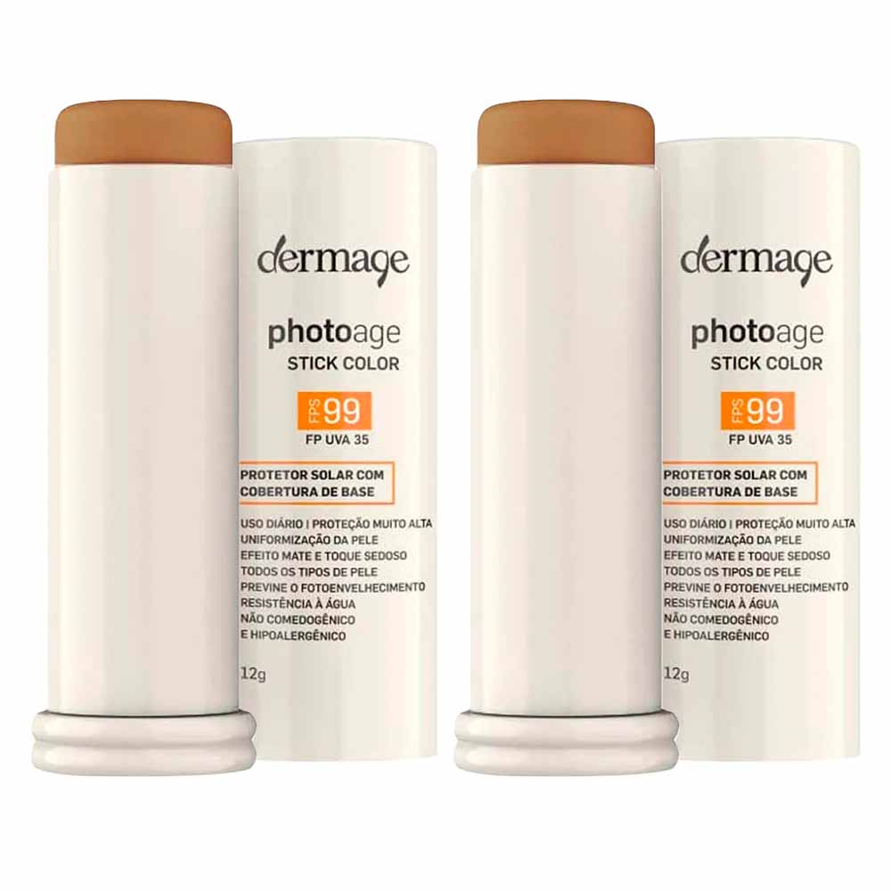 Dermage Photoage Stick Color Kit Com 2 Unidades Protetor Solar Com Cor Fps99