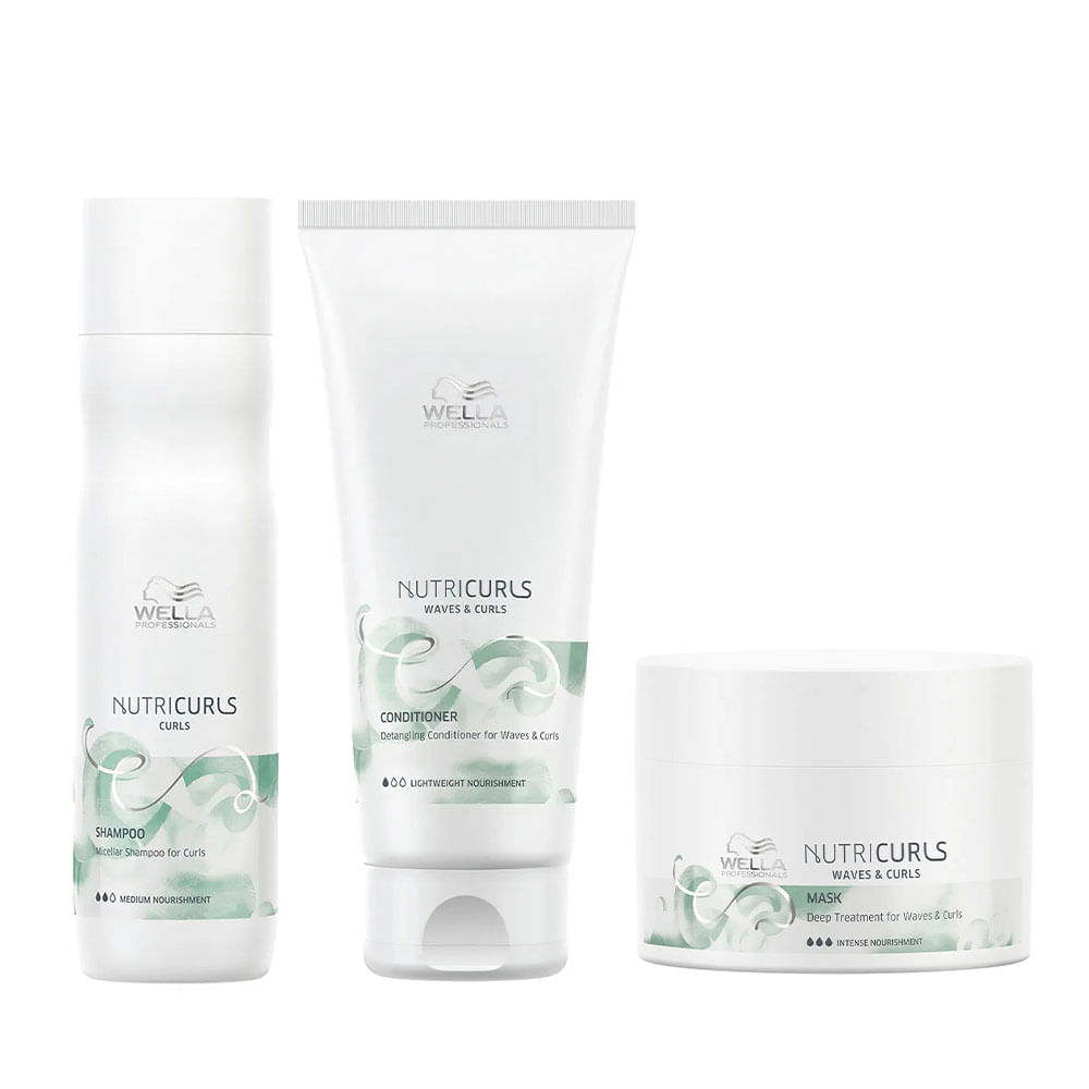Wella Professionals Nutricurls Kit – Shampoo + Condicionador + Máscara