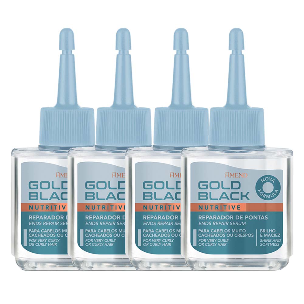 Amend Gold Black Nutritivo Kit Com 4 Reparador De Pontas