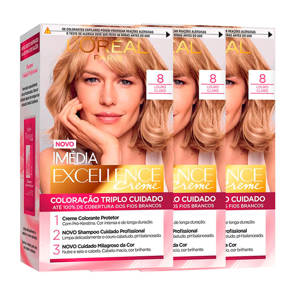L'Oréal Paris Coloração Imédia Excellence Kit 8 Louro Claro
