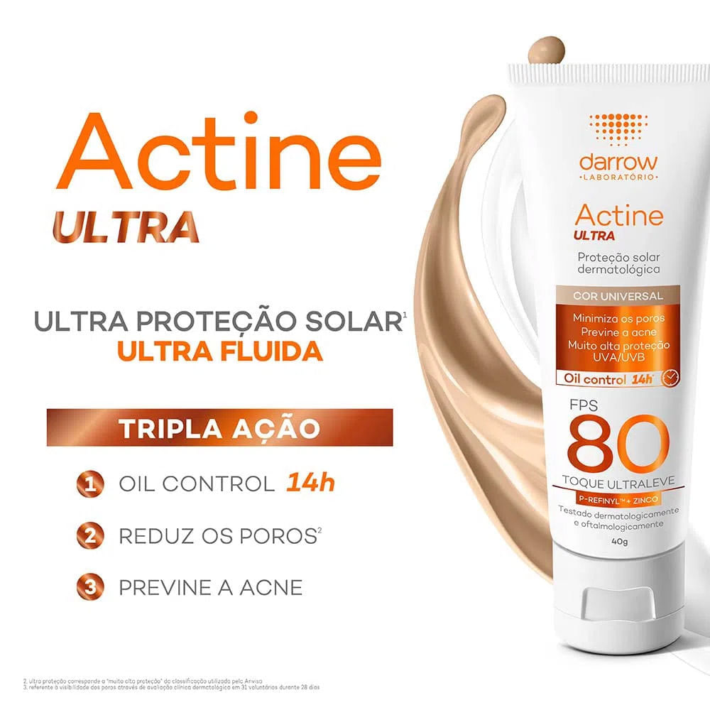 Darrow Actine Ultra Kit com 2 Unidades – Protetor Solar Facial com Cor Universal FPS70 – 40g