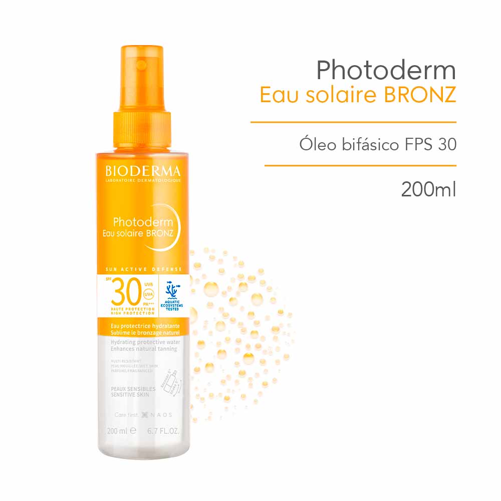 Óleo Corporal Bifásico Bioderma Photoderm Eau Solaire Bronz FPS30 200ml