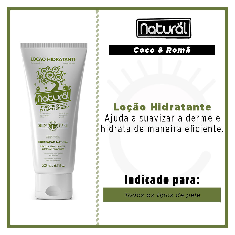 Loção Hidratante Orgânico Natural Suavetex Óleo de Coco e Extrato de Romã 200ml