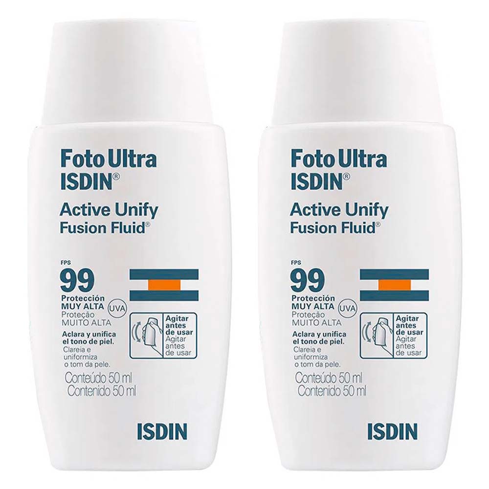 Isdin FotoUltra Active Fluid FPS99 Kit Com 2 Clareadores Faciais Sem Cor