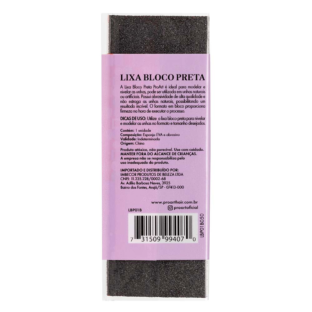Lixa Proart Bloco Preta 1 Un
